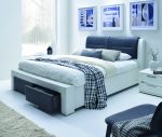 CASSANDRA S  łóżko 140  tapicerowane z szufladami czarno-biały