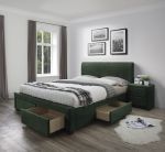 MODENA 3 łóżko 160x200 z szufladami ciemny zielony velvet