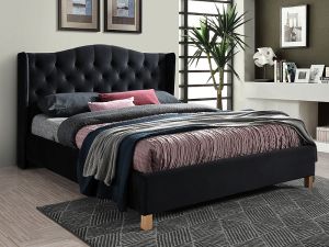 Łóżko ASPEN 160x200 tapicerowane velvet czarny Bluvel19