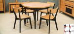 Zestaw stołowy M7 Stół ODYS fi110(150) + 4 krzesła Blanka dąb czarny