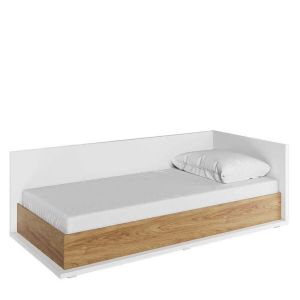 SIMI łóżko MS-09P 90x200 z pojemnikiem dąb hickora biały